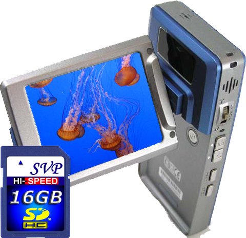 SVP HDDV-2880Bu 16MP Max TOUCH BUTTON 2.5-inch 270 DEGREE LCD Digital Video Camcorder + FREE 16GB High Speed SD Memory Card