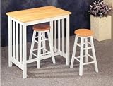 Review AtHomeMart  / 3pc Mission Style White & Natural Wood Bar Breakfast Table & Stool/Stools Set