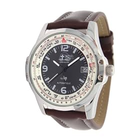 Croix du Sud - 1849212 - Montre Homme - Automatique Analogique - Cadran Noir - Bracelet Cuir Marron