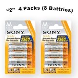 "Sony 2500 Mah AA Rechargeable Nimh Batteries ""2"" 4-packs (8 Batterys)"