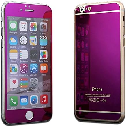Iphone 6 Screen Protector, Coolfunny Electroplating Mirror Film Effect Front &amp; Back Tempered Glass Screen Protector for Iphone 6 4.7 Inch (Dark Purple-iPhone 6)