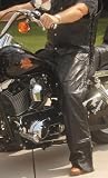 Diamond Plate Rock Design Genuine Buffalo Leather Motorcycle Chaps (x-large)