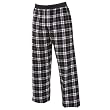 Black and White tartan plaid check flannel cotton pants for lounging, sleep, sports. Unisex relaxed fit, exposed elastic waist
