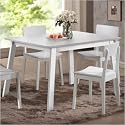 Furniture online: Solid Wood Dining Table with Beveled Edge Design in White Finish