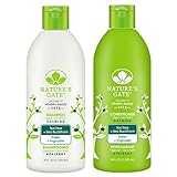 Nature's Gate All Natural Organic Calming Tea Tree Oil Shampoo and Conditioner Bundle With Anti-Dandruff Flaky Scalp Treatment, Jojoba, Witch Hazel, Borage, Rosemary, Mint and Nettle, 18 fl. oz. each