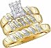 Men's Ladies 10k Yellow and White Gold .1 Ct Round Cut Diamond His Her Engagement Wedding Bridal Ring Set (ladies size 7, men size 10)