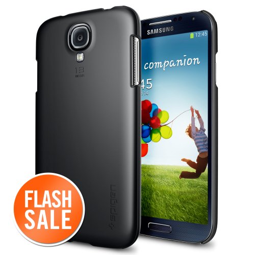 SPIGEN SGP Samsung Galaxy S4 Case Slim [Ultra Fit] [Smooth Black] Premium SM Coated Matte Hard Case for Galaxy S IV Galaxy SIV i9500 - ECO-Friendly Packaging - Black