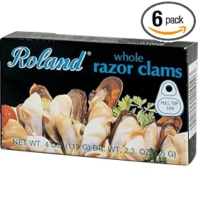 Roland Fancy Razor Clams From Chile, 4-Ounce Can (Pack of 6)