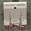 3 dice, 5mm Dice Dangler Earrings, Translucent Red w/White