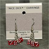 3 dice, 5mm Dice Dangler Earrings, Translucent Red w/White