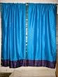 2 Skyblue Art Silk Sari Drapes Curtains Panels Window Treatment Rod Pocket 84"