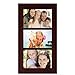 Adeco 3 Opening Decorative Walnut Wood Wall Hanging Collage Picture Photo Frame - Made to Display Three 4x6 Photos