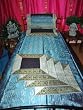 7p Set Blue Silver Silk Sari Bedding Bedspread Coverlet Throw -Twin