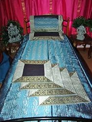 Silksari Bedspreads 7p Silver Blue India Twin Size