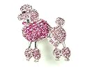 PinkAustrian Rhinestone Poodle Dog Silver-Tone Brooch Pin