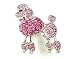 poodle1 - PinkAustrian Rhinestone Poodle Dog SilverTone Brooch Pin