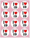 12 I Love 1D Toppers One Direction rice paper fairy / cup cake 40mm pre cut decoration