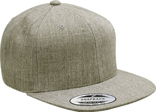 Yupoong Wool Blend Snapback Snap Back Hat Baseball Cap 6098M (Heather Grey)