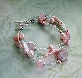 3 Strand Pink Freshwater Pearl and Swarovski Crystal Bracelet