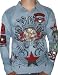 CHRISTAIN AUDIGIER Ed Hardy Mens Tattoo Crown Logo Star Long Sleeve Polo Shirt Blue