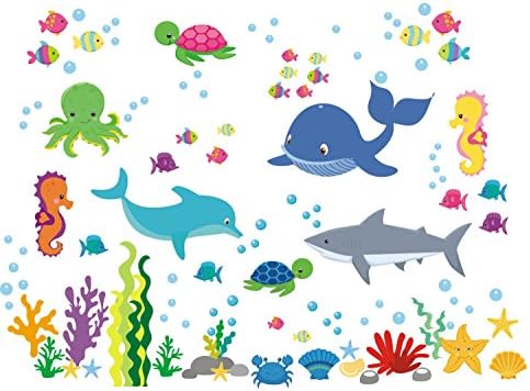 Marine Life Wall Decals - Baby Room Sea Ocean Stickers - Girls Themed Wall Decor