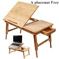 100% Natural Bamboo Foldable Laptop Table, Folding Bed Table, FBT04 + A placemat Free!