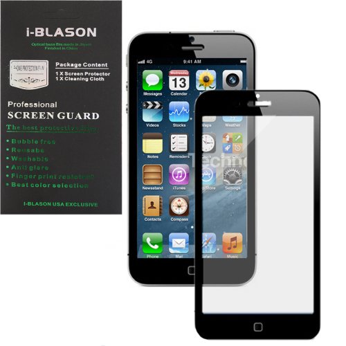 i-Blason HD Matte Anti Glare 100% Bubble Free Screen Protector for New Apple iPhone 5 16G 32G 64G 4G LTE Wifi Reusable (Black)