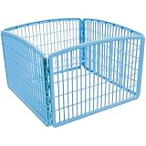 IRIS Plastic Exercise/Containment Pet Pen, 4 Panels, Blue