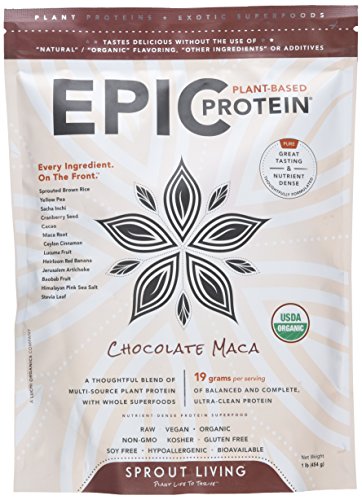 Sprout Living Epic Protein Powder, Chocolate Maca, 1 lb Sprout Living Epic Protein Powder, Chocolate Maca, 1 lb