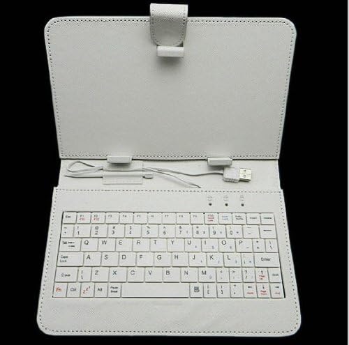 Afunta Colourful 7 inch Universal Tablet PC Leather Case with Keyboard/Holder/Capacitive stylus for 7" Tablet PC MID PDA (Mini USB Keyboard, White)