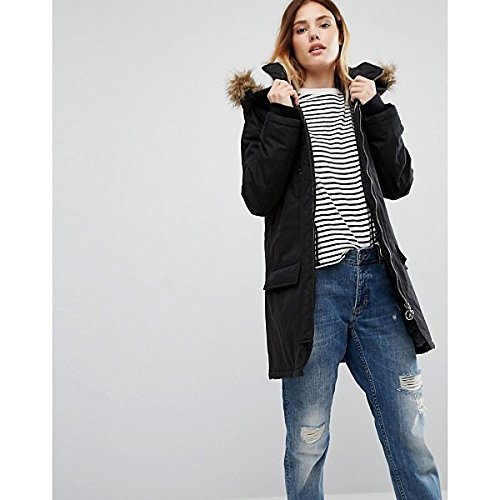 バンズ アウター ジャケット・ブルゾン Vans Black Parka With Faux Fur Hood Black [並行輸入品]