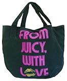 Juicy Couture Extra Large Canvas GENERATION Y FROM JUICY WITH LOVE Tote Bag – Black