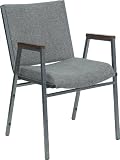 Heavy Duty, 3'' Thickly Padded, Gray Fabric Upholstered Stack Chair with Arms [XU-60154-GY-GG]