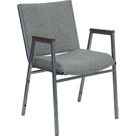 Heavy Duty, 3'' Thickly Padded, Gray Fabric Upholstered Stack Chair with Arms... by Office Furniture in a Flash