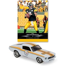 Pittsburgh Steelers 1967 Ford Mustang Fastback Die Cast with Ben Roethlisberger Card and a 2008 official NFL Trading Card included !