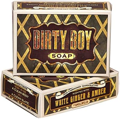 Dr Smellwells Old Fashion Dirty BOY Goats Milk Bar Soap White Ginger Amber Unisex