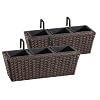 Gartenfreude 4000-1016-024 Polyrattan Balkonkasten 2 St�ck mit Aufh�ngung, 2-er Set, Farbe Mocca, 47 x 17 x 15 cm, inklusive 3-er Kunststoffeinsatz
