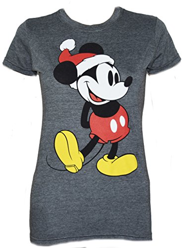 Disney Classic Christmas Mickey Mouse Standing Juniors T-shirt