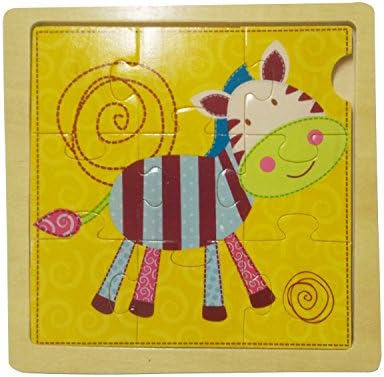 Motrent Wooden Cartoon Animal Printed 9 Pcs Jigsaw Puzzle Toys for Toddlers Baby Kids - Monkey Zebra Giraffe, Pack of 2