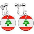 Lebanon Flag Clip on Earrings