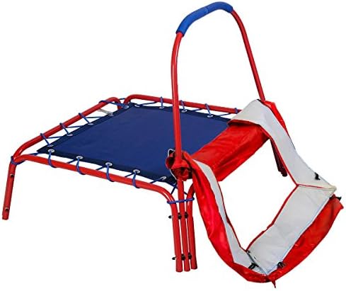 ComfyZone Jumping Trampoline 3' X 3' Square Handle Bar And Safety Pad Red