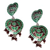 Enamel Earrings Jhumki Sterling Silver Jewelry 1.75 inches (erg161)
