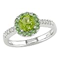 14k White Gold Peridot and Tsavorite Ring
