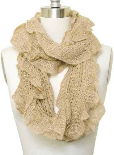 Women's Laced Destroyed Eternity Solid Scarf Taupe Color