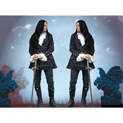 Gehrock Mantel Gothic Mittelalter schwarz Brokatstoff S - XXL