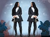 Gehrock Mantel Gothic Mittelalter schwarz Brokatstoff S - XXL