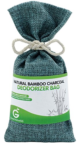 Buy More Save More Great Value SG Natural Bamboo Charcoal Deodorizer Bag Effective Portable Air Purifier and Odor Eliminator for Home Car Air Freshener Smoke Smell Remover Prevent Mold and Mildew (Viridian Blue)