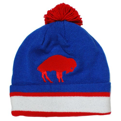 Buffalo Bills Mitchell & Ness Throwback Vintage Knit Hat with Pom