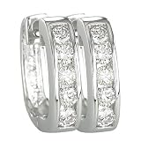 14K White Gold Diamond Hoop Earrings - 0.58 Ct.
