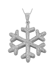 Sterling Silver White Cubic Zirconia Snowflake Necklace (18 inch)